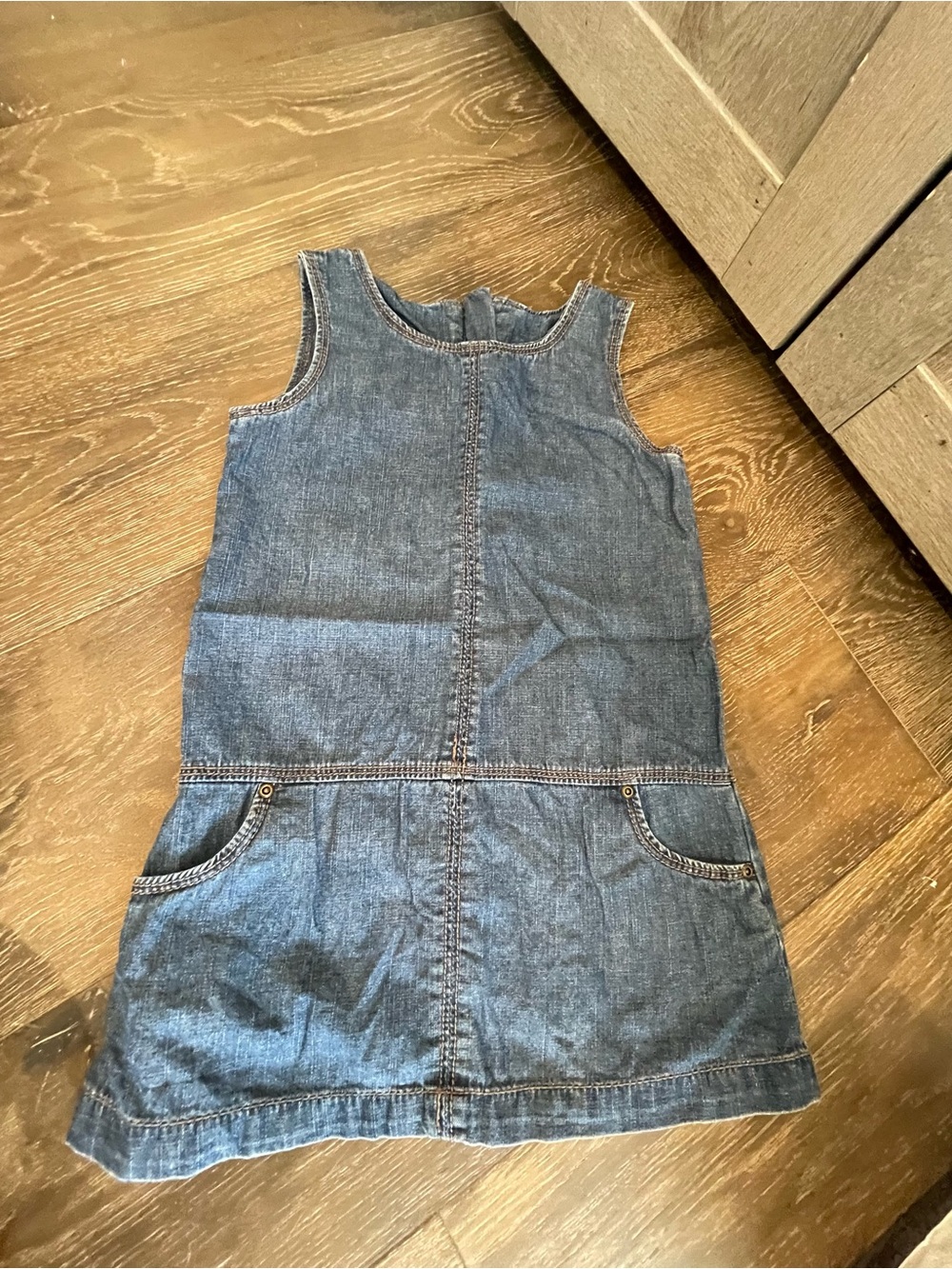 Toughskins Dark Blue Denim Dress with Contrast Stitching